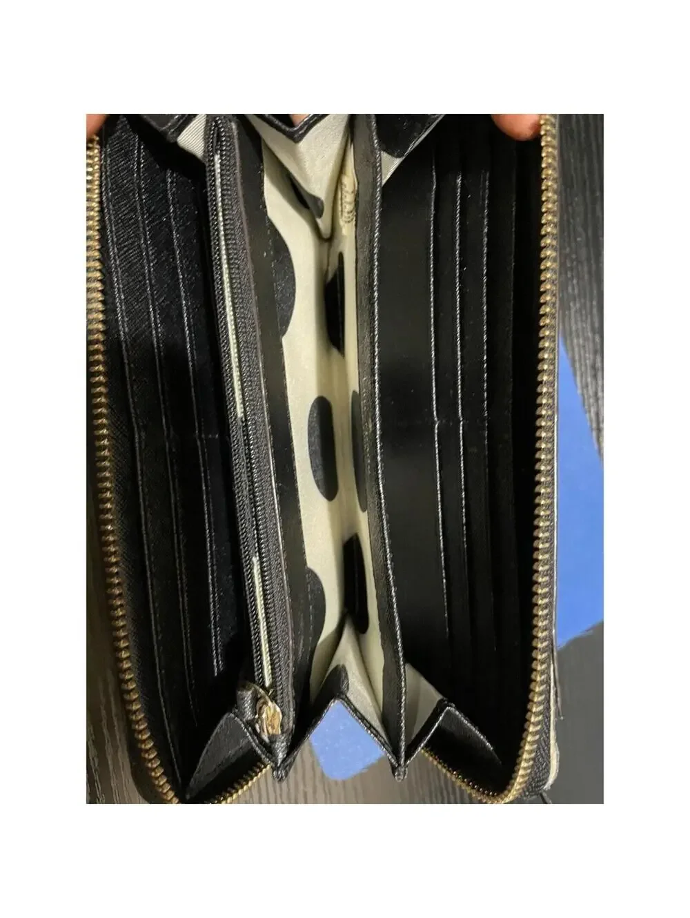 Kate Spade zip around black wallet large leather
